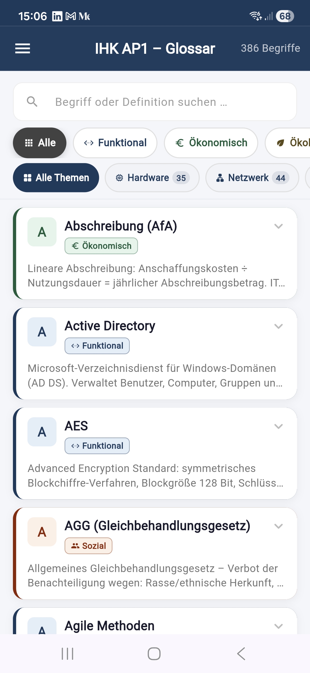 Glossar mit 386 Fachbegriffen